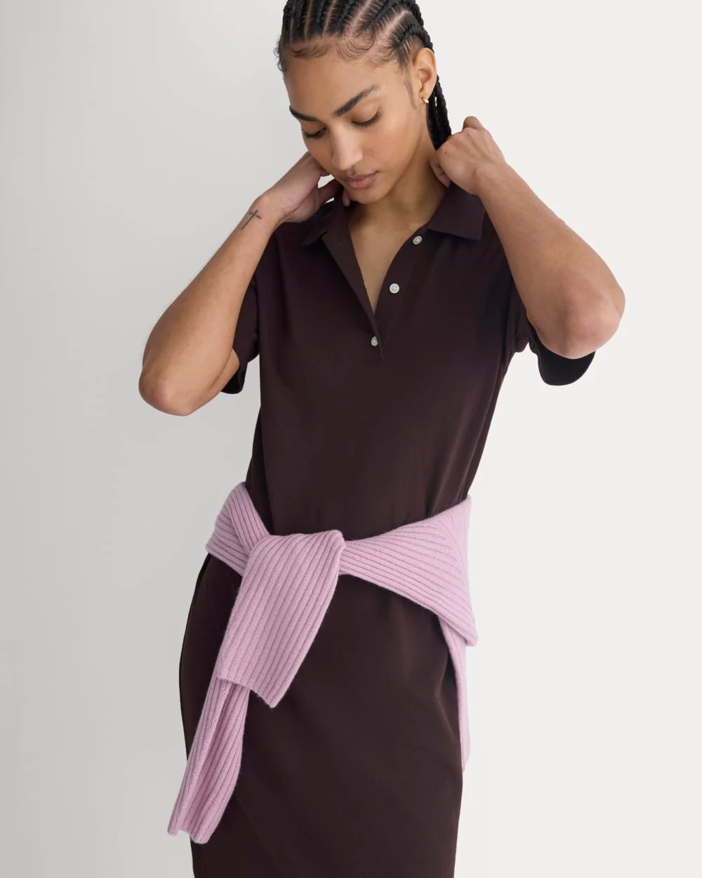 Pique Polo Short-Sleeve Dress | Dark Chocolate - Image 4
