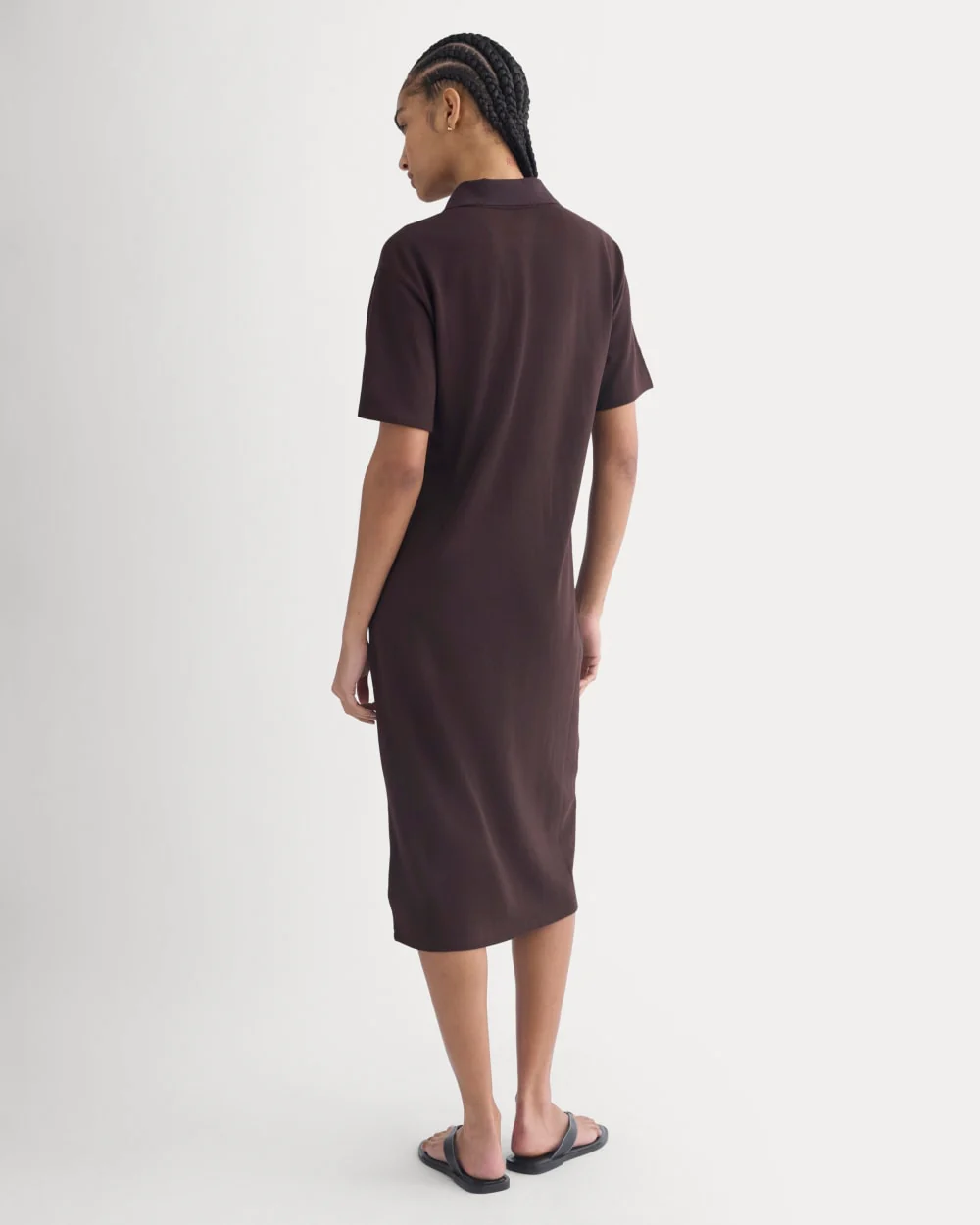 Pique Polo Short-Sleeve Dress | Dark Chocolate - Image 5