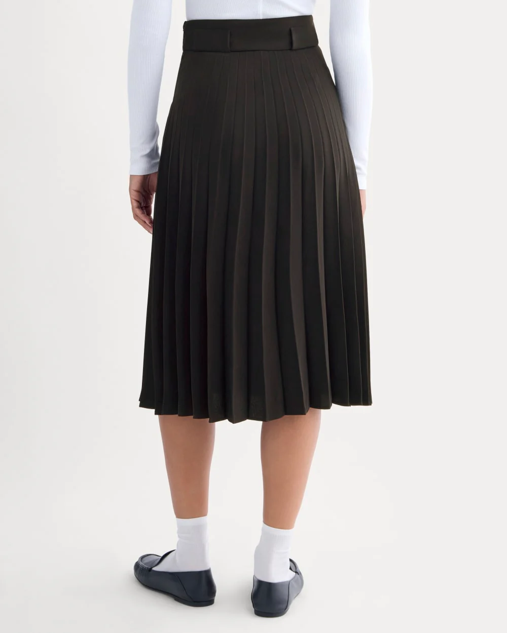 Pleated Crepe Midi Skirt | Black - Image 5