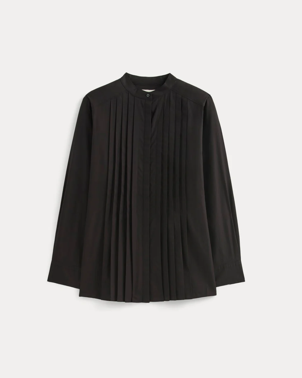 The Pleated Shirt in Silky Cotton | Black - Image 2
