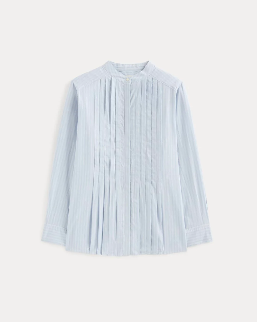 The Pleated Shirt in Silky Cotton | Forever Blue / Optic White - Image 2