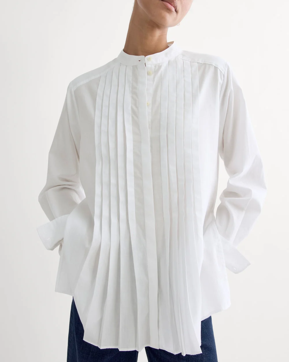 The Pleated Shirt in Silky Cotton | White - Image 4