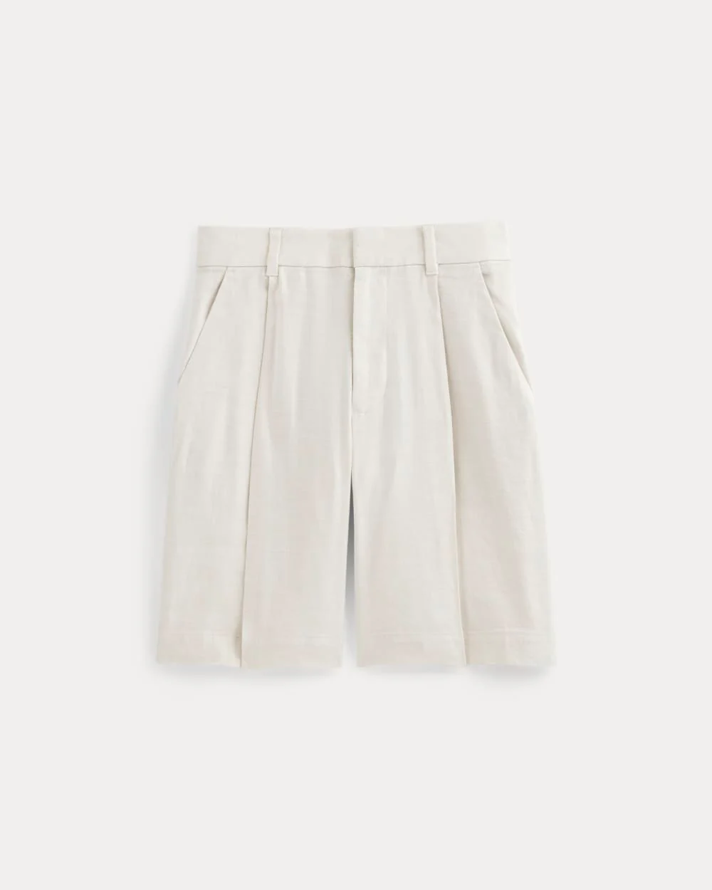 The Pleated Short in Stretch Linen | Natural Chambray - Image 2