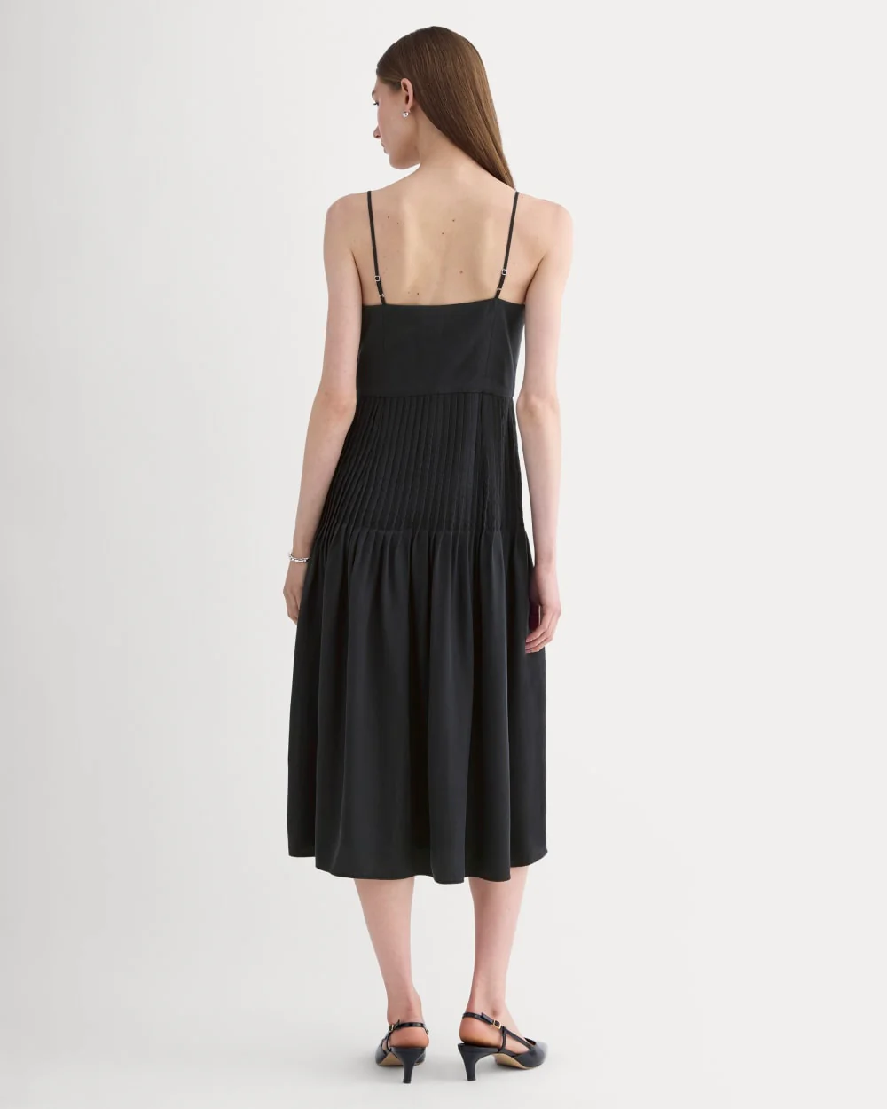 The Pleated Slip Dress in Butterlite | Black - Image 4