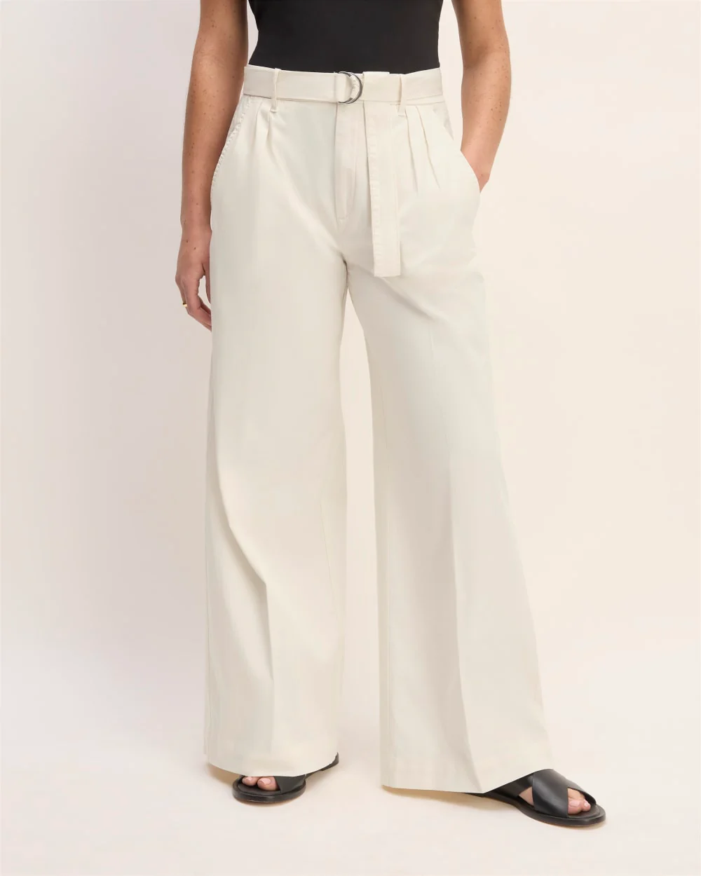 The Pleated Wide-Leg Chino | Bone - Image 3