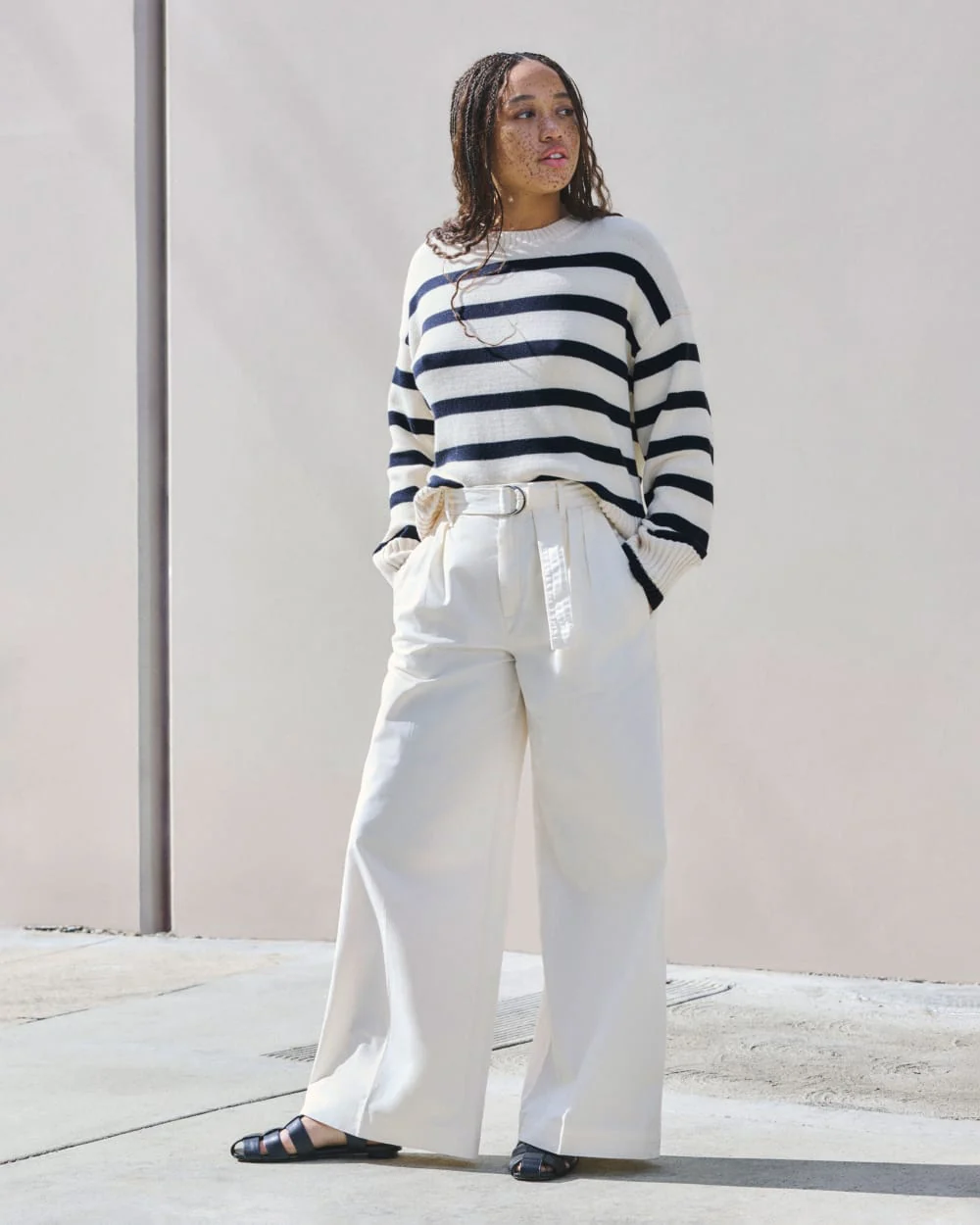 The Pleated Wide-Leg Chino | Bone - Image 7