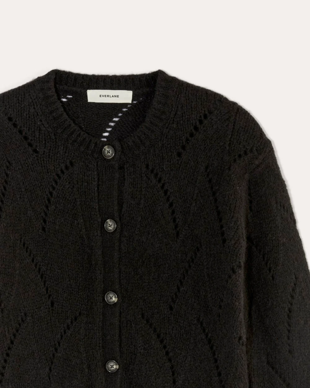 The Pointelle Cardigan in Cloud | Black - Image 6