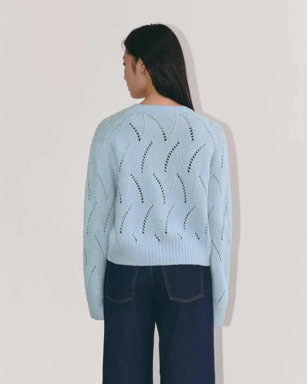 The Pointelle Cardigan in Cloud | Chambray Blue - Image 5