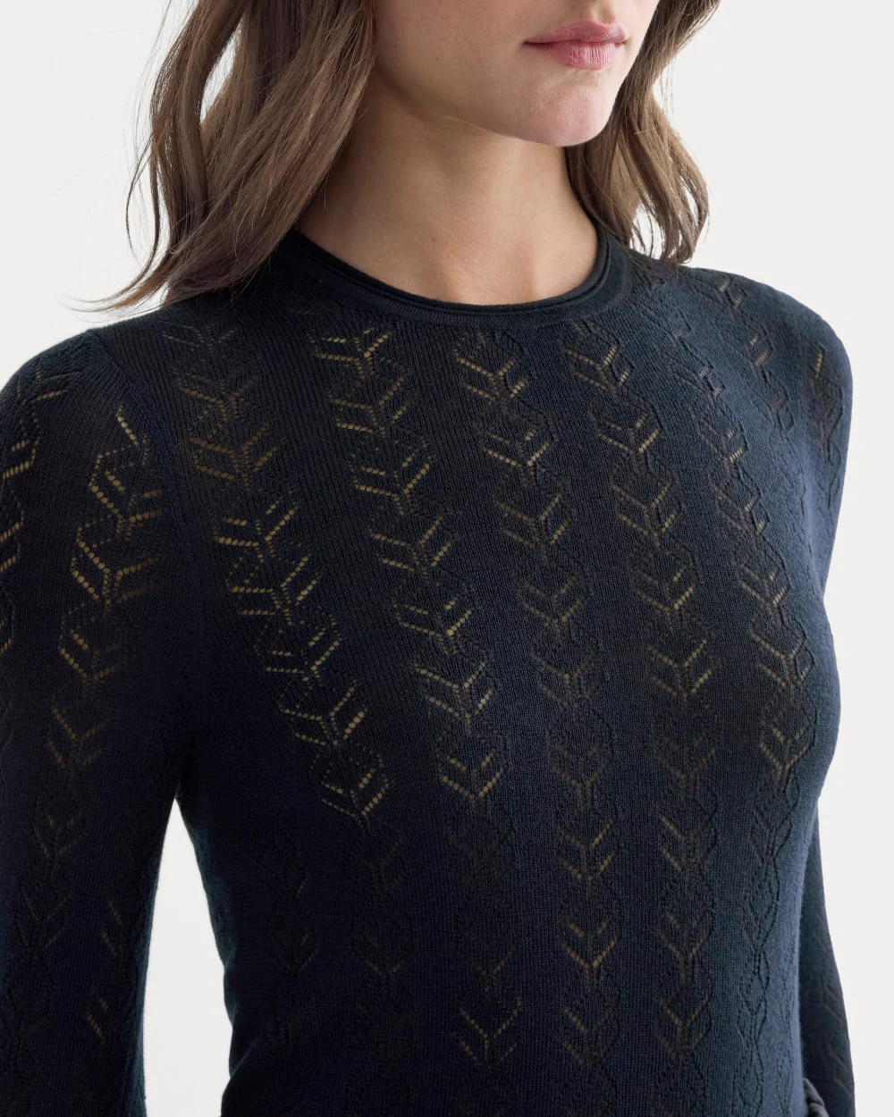 The Pointelle Crew in Ultrasoft Merino | Navy - Image 4