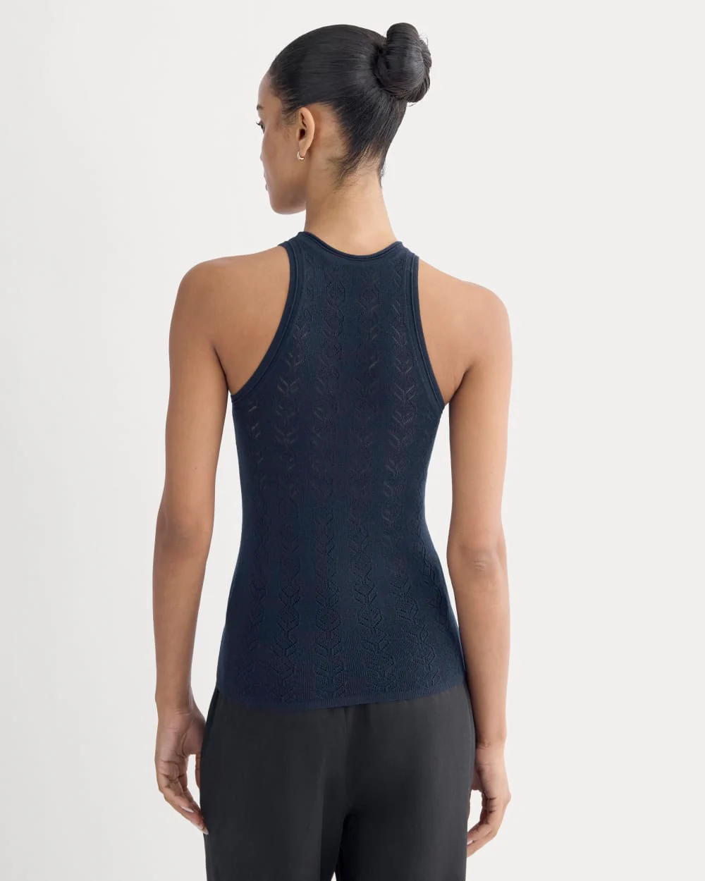The Pointelle Racerback Tank in Ultrafine Merino | Navy - Image 5
