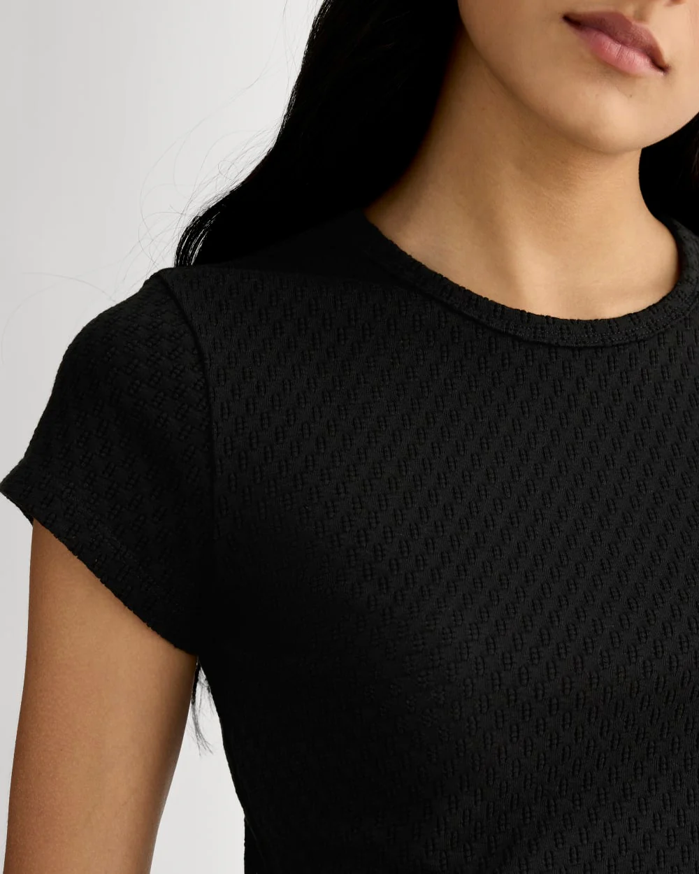 The Pointelle Short-Sleeve Tee | Black - Image 4