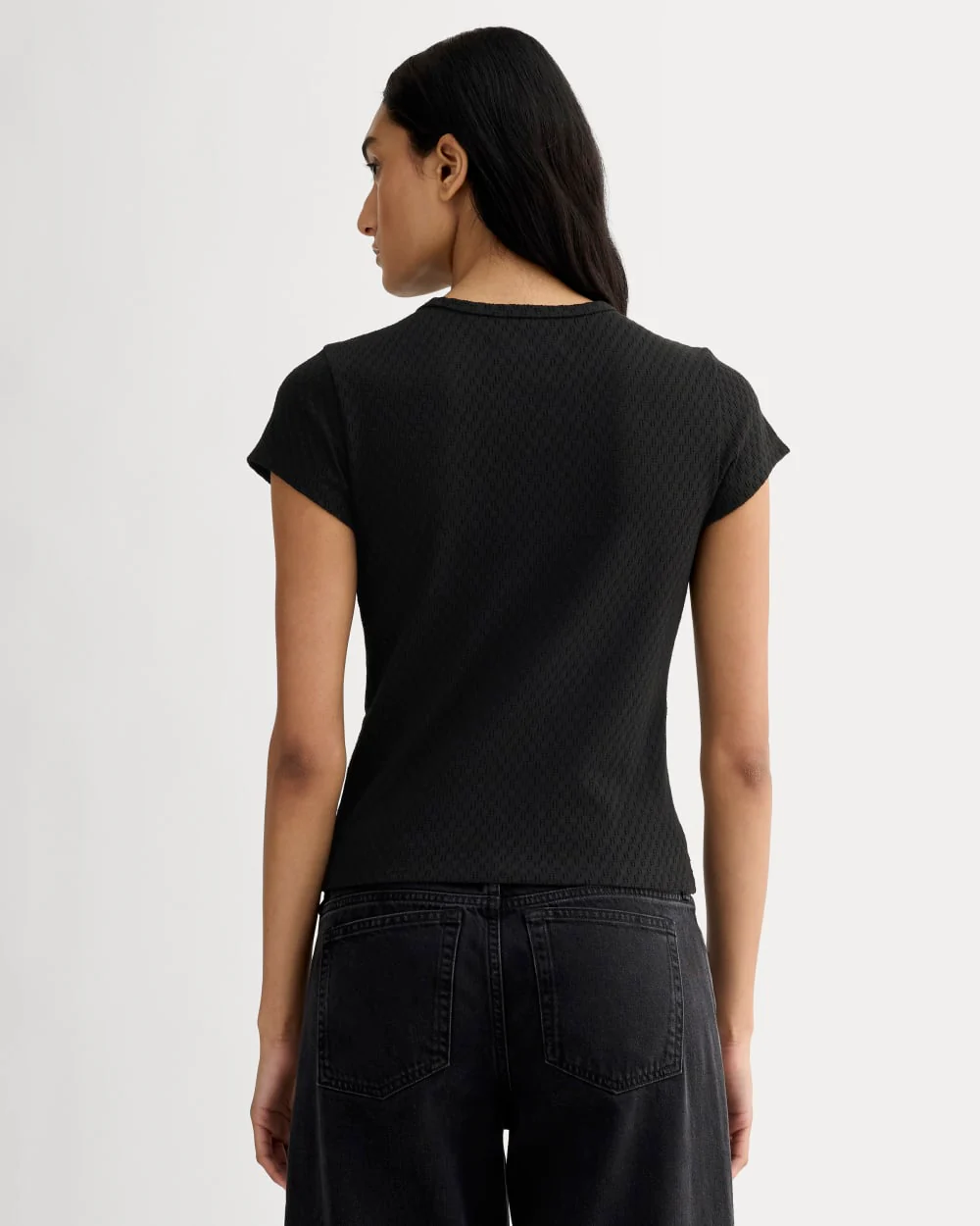The Pointelle Short-Sleeve Tee | Black - Image 5