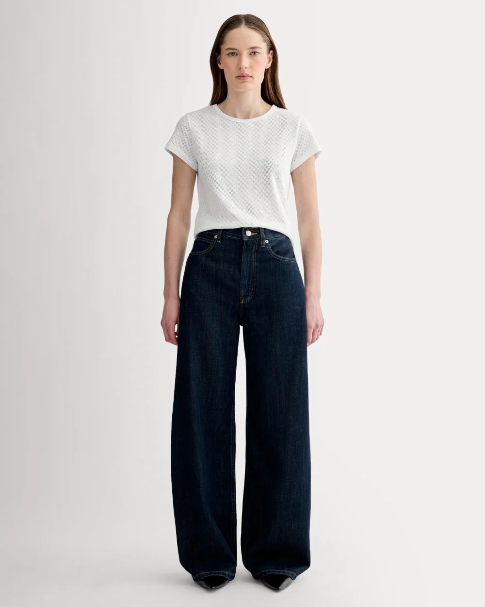 The Pointelle Short-Sleeve Tee | White - Image 3