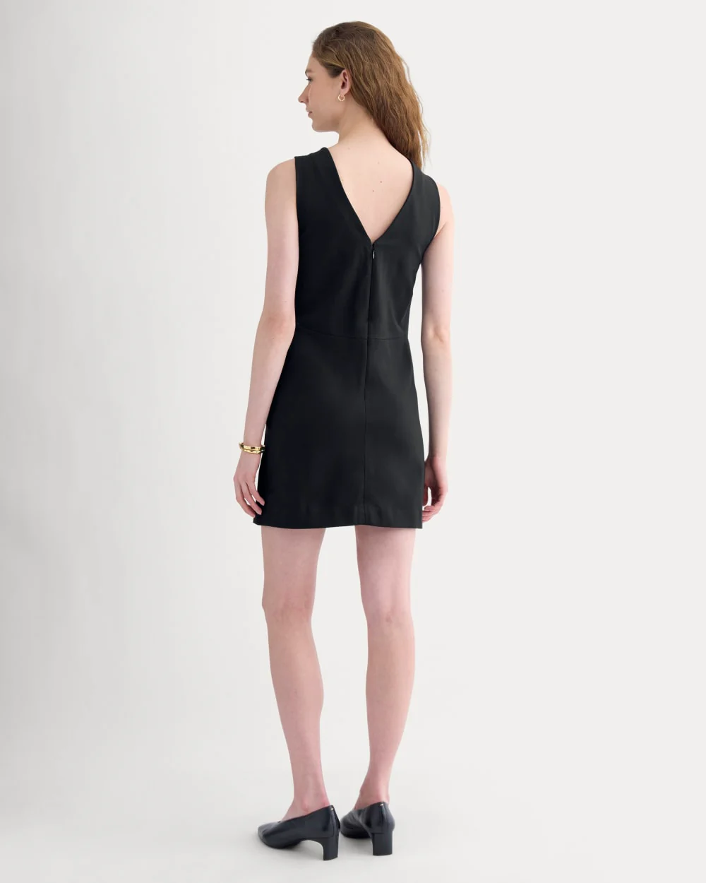 Ponte V-Neck Mini Dress | Black - Image 3