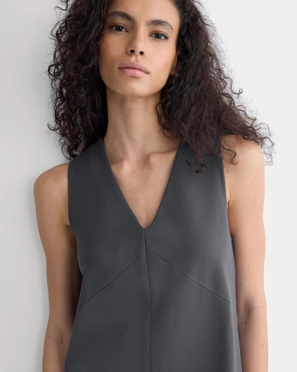 Ponte V-Neck Mini Dress | Graphite - Image 4