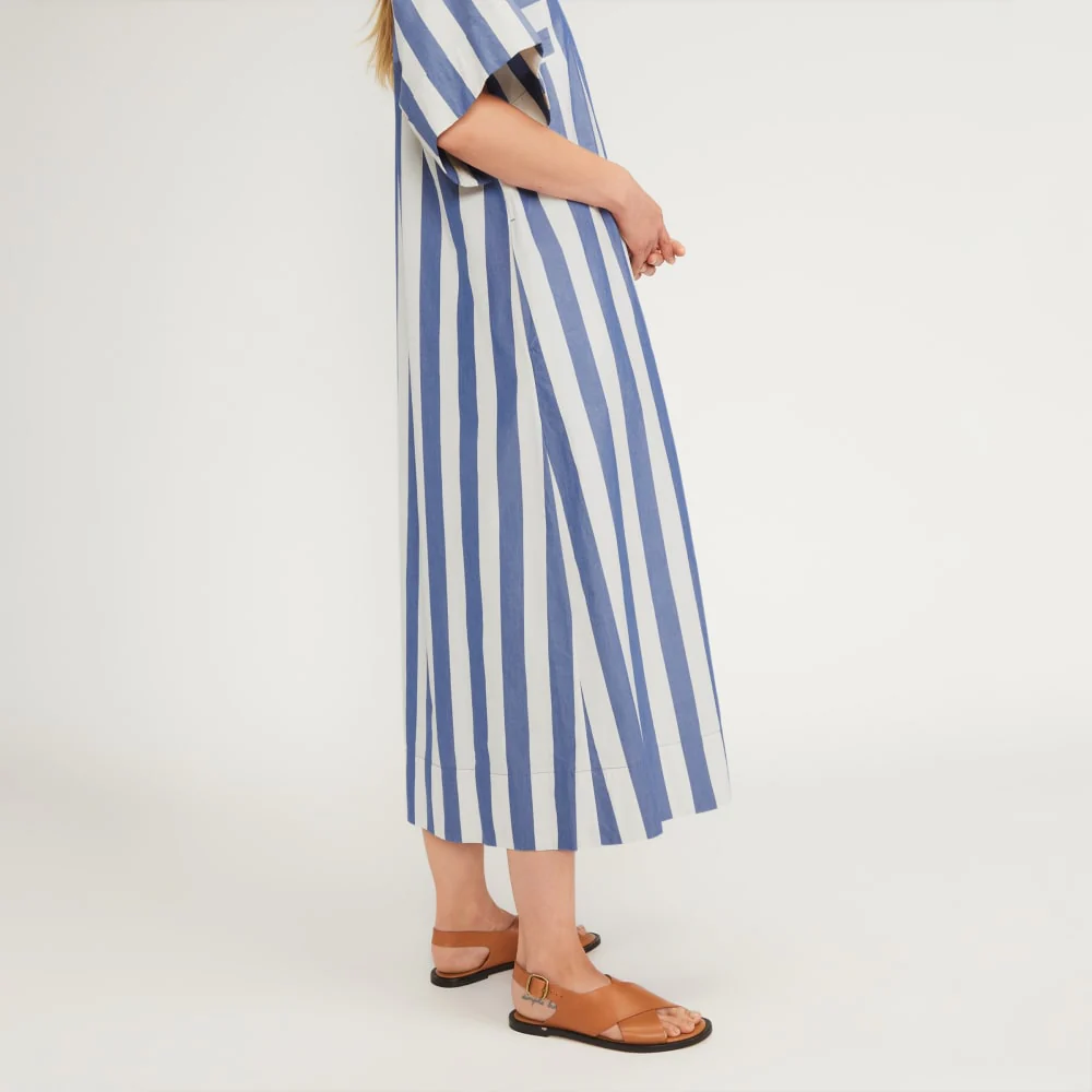 The Poplin Caftan Dress | Mazarine Blue / Bone - Image 4