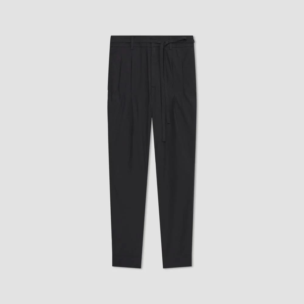The Poplin Pleated Taper Pant | Black - Image 2