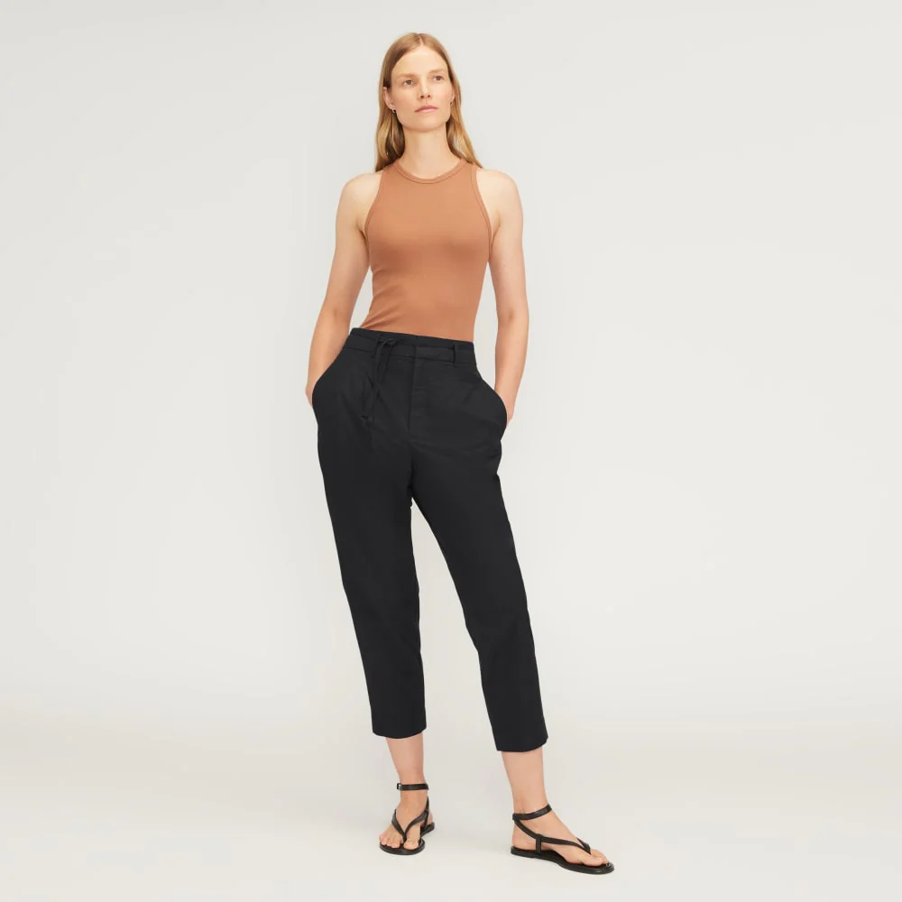 The Poplin Pleated Taper Pant | Black - Image 3