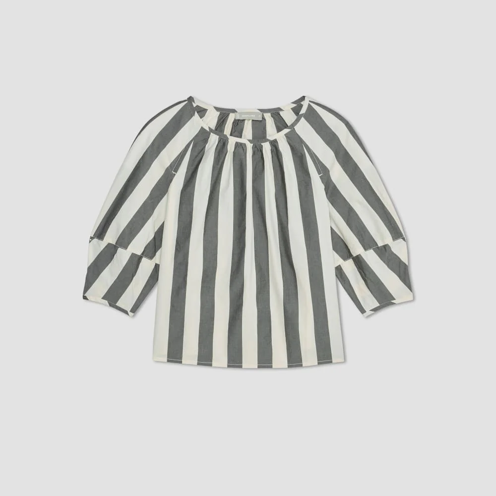 The Poplin Scoop-Neck Top | Bone / Black - Image 2