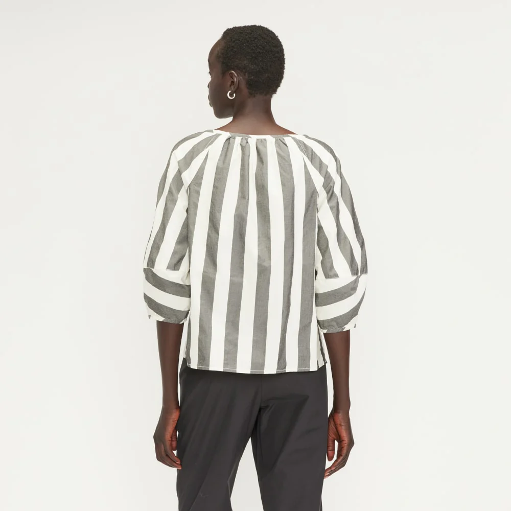 The Poplin Scoop-Neck Top | Bone / Black - Image 3