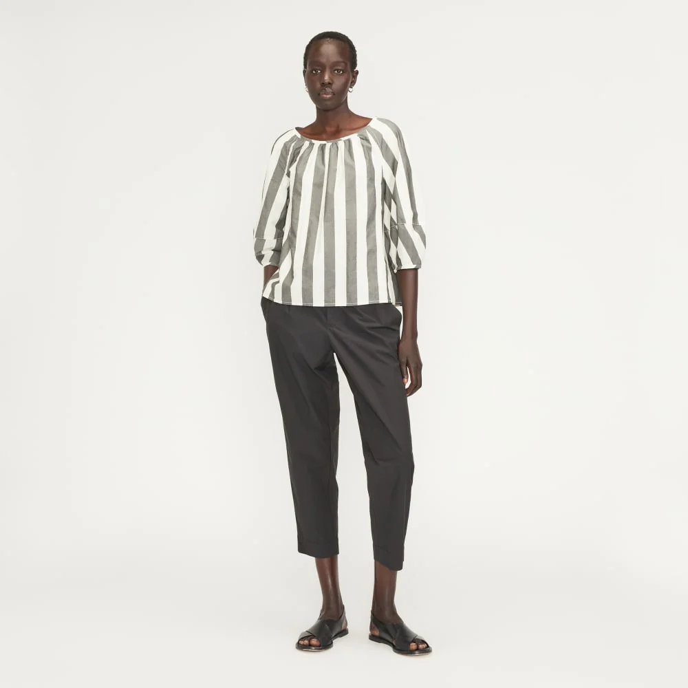 The Poplin Scoop-Neck Top | Bone / Black - Image 5