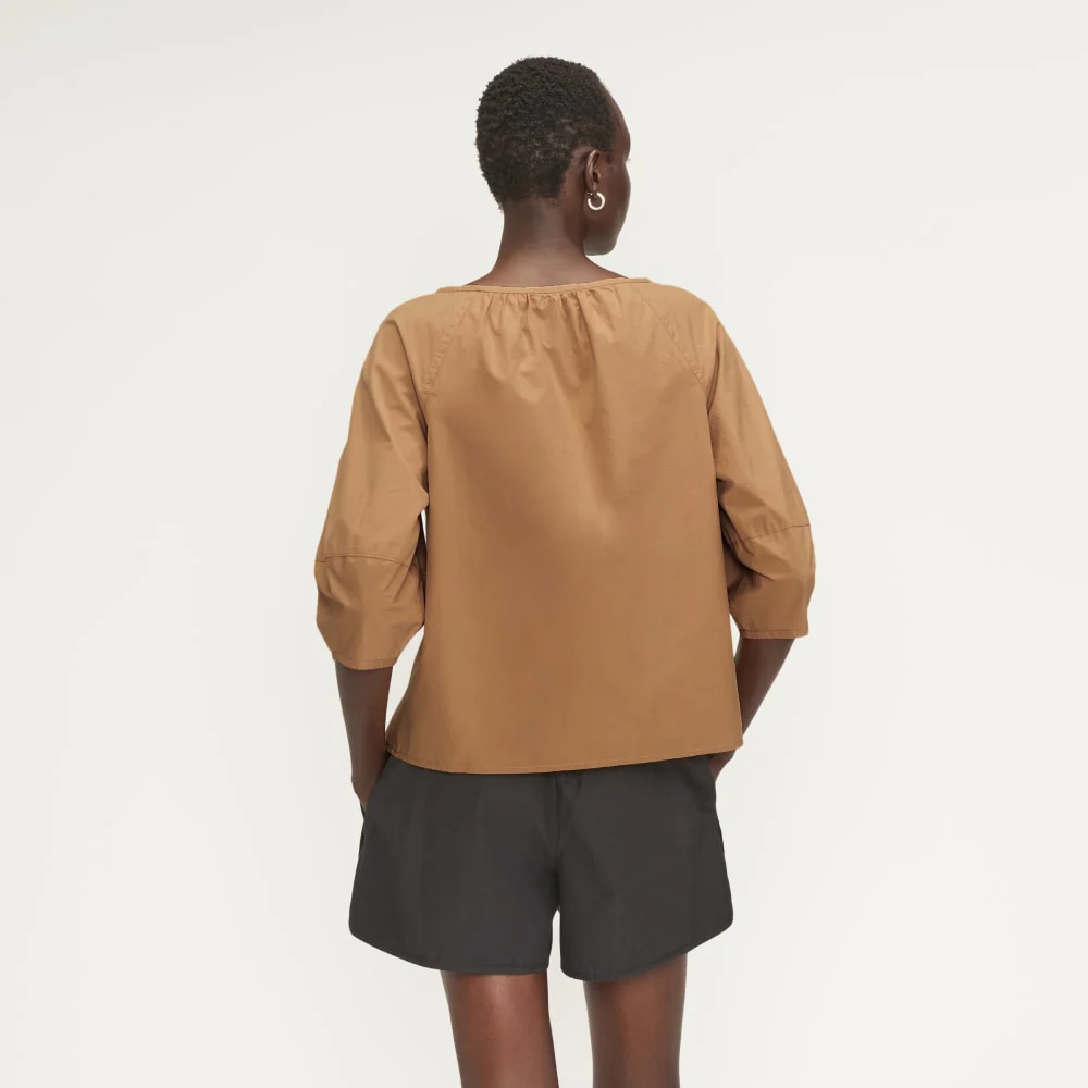 The Poplin Scoop-Neck Top | Caramel - Image 3