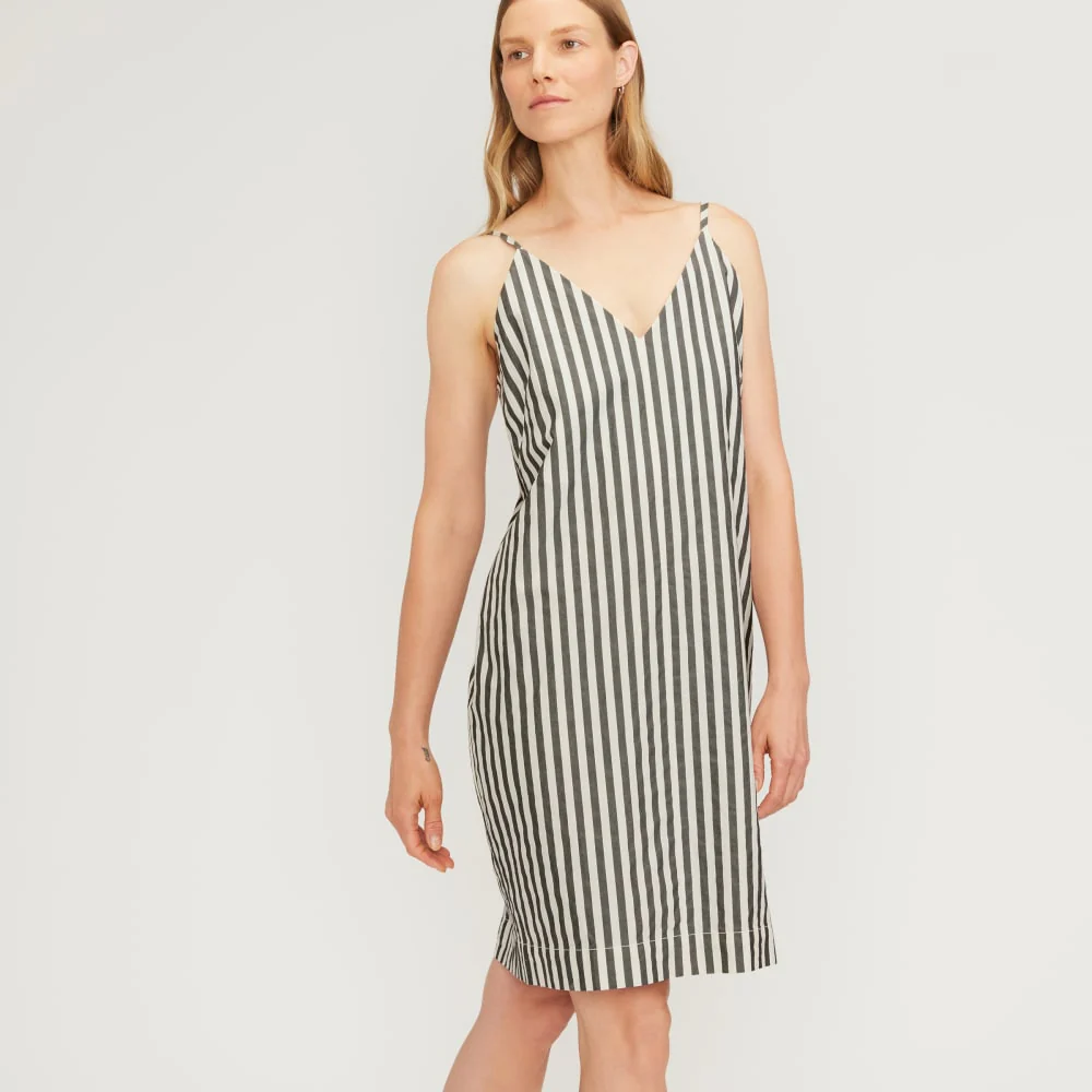 The Poplin Slip Dress | Bone / Black - Image 6
