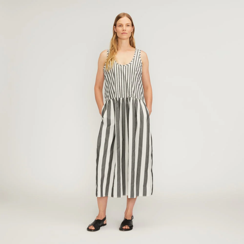 The Poplin Summer Dress | Bone / Black
