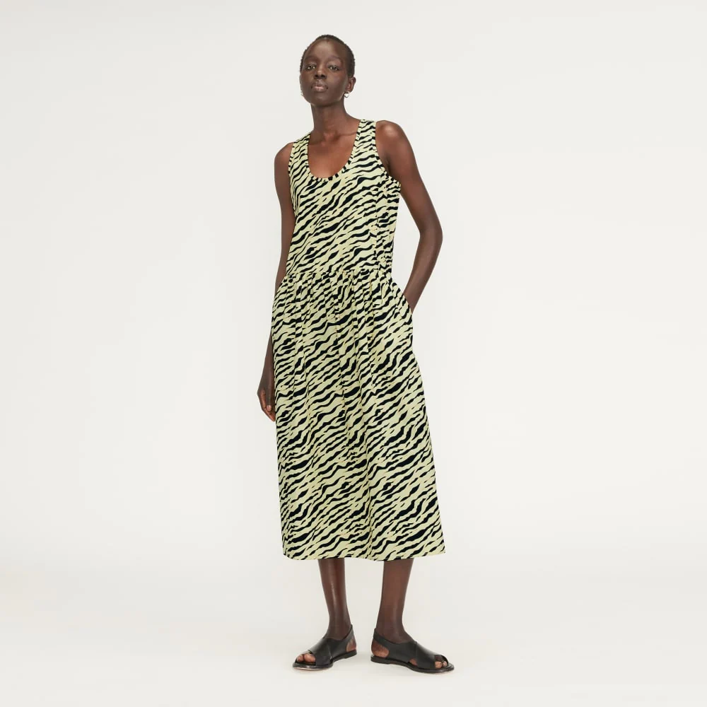 The Poplin Summer Dress | Pale Yellow Tiger Stripe