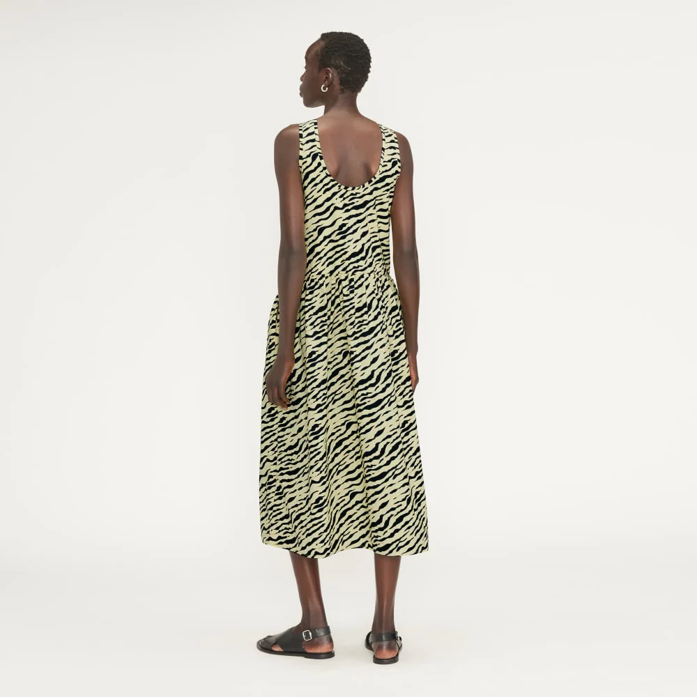 The Poplin Summer Dress | Pale Yellow Tiger Stripe - Image 3