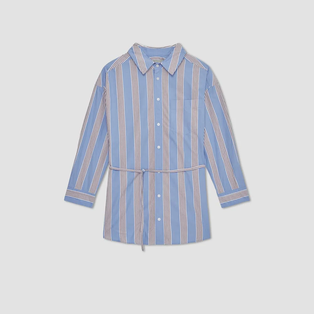 The Poplin Tie Back Shirt | Blue Opal / Cabernet / White - Image 2