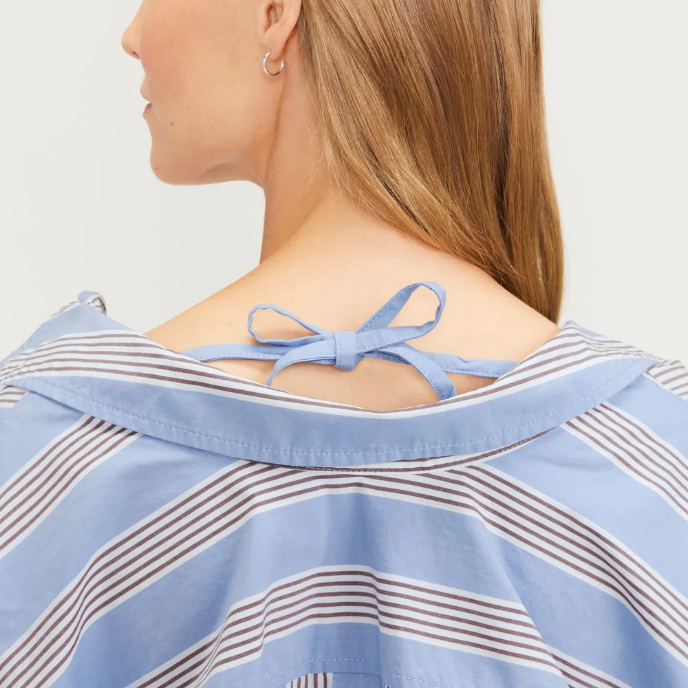 The Poplin Tie Back Shirt | Blue Opal / Cabernet / White - Image 5
