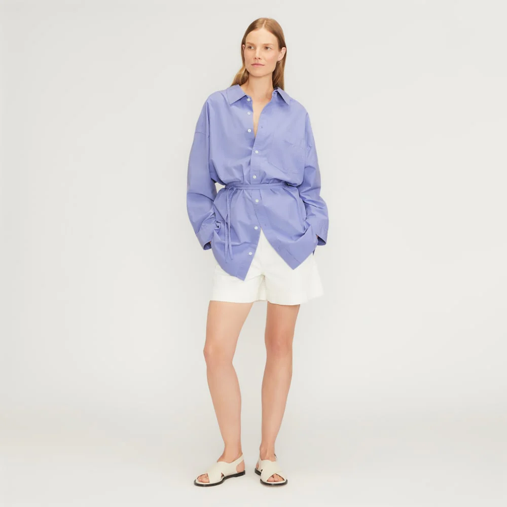The Poplin Tie Back Shirt | Cornflower Blue - Image 6