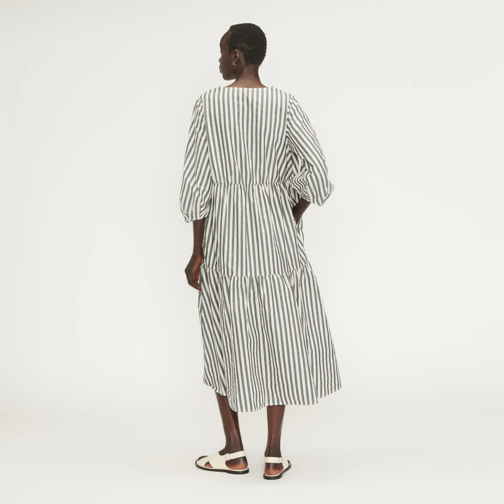 The Poplin Tiered Dress | Bone / Black - Image 3