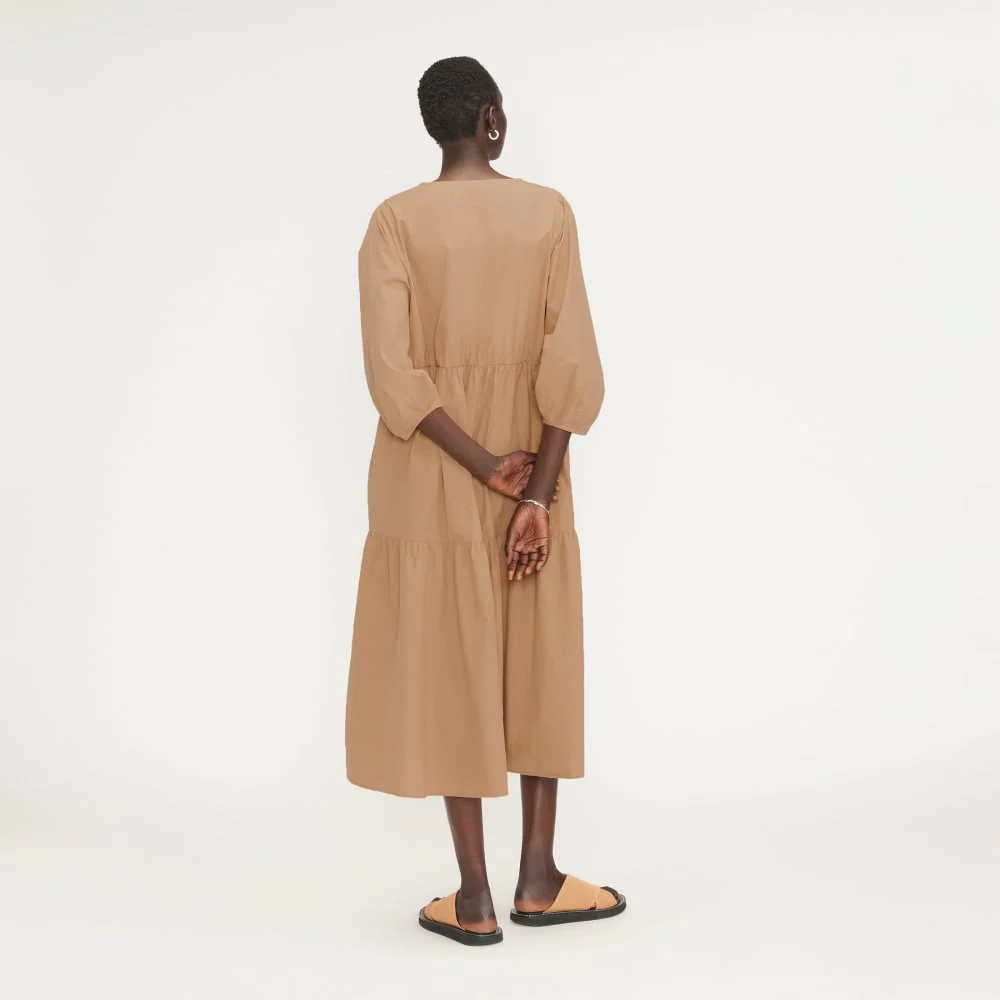 The Poplin Tiered Dress | Caramel - Image 3