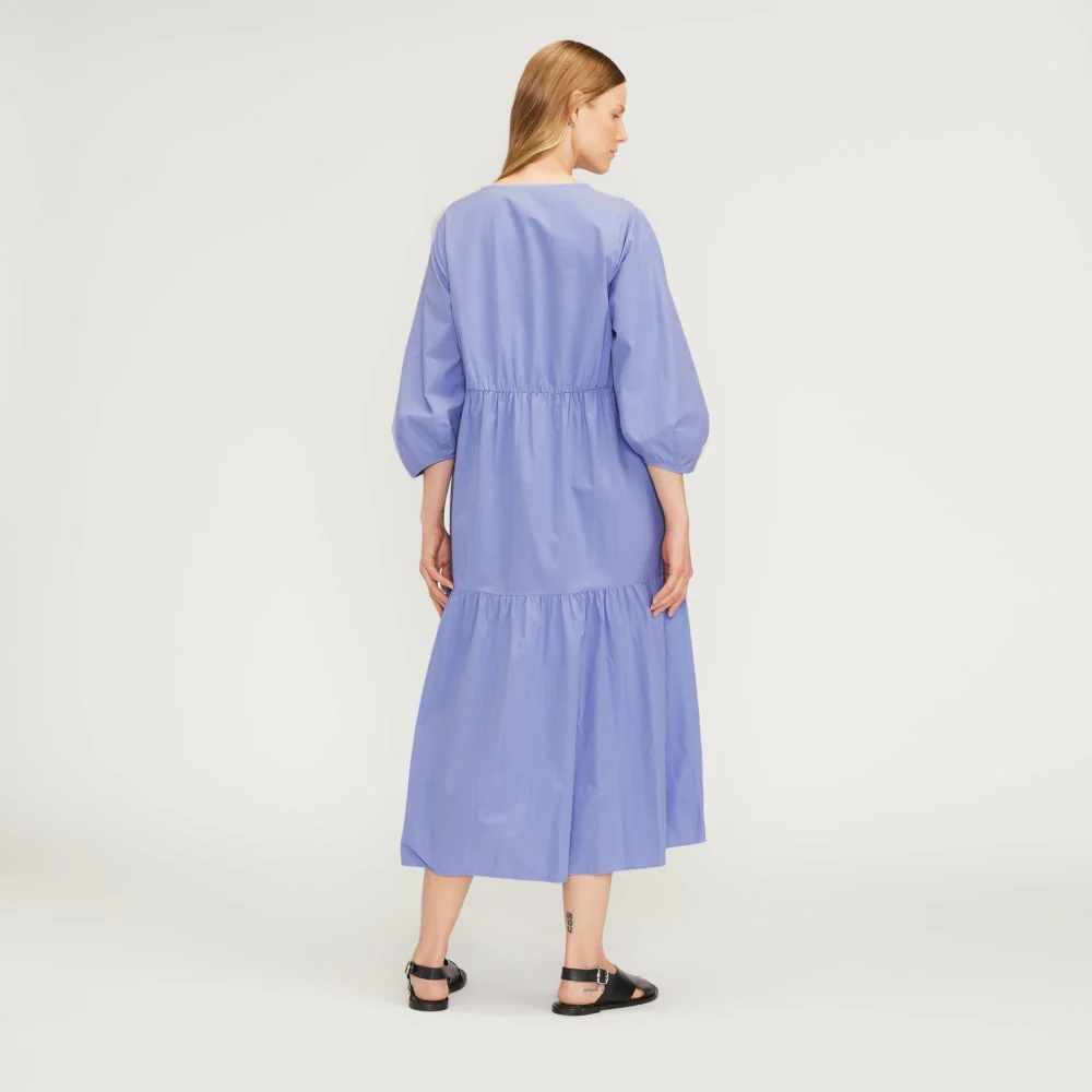 The Poplin Tiered Dress | Cornflower Blue - Image 3