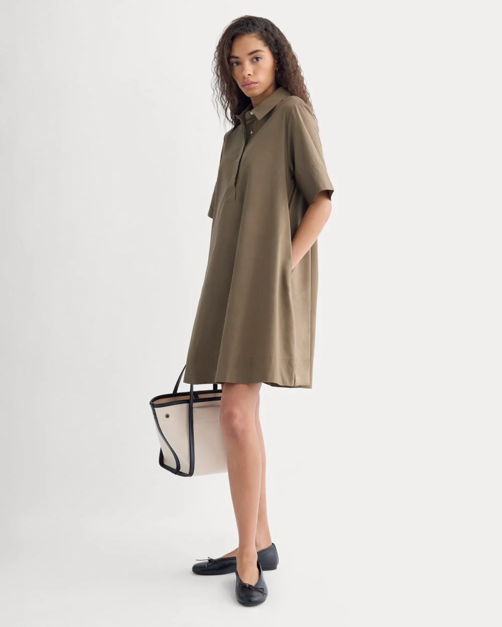 Popover Mini Shirtrdress in Ultrasoft Cotton | Beech - Image 3