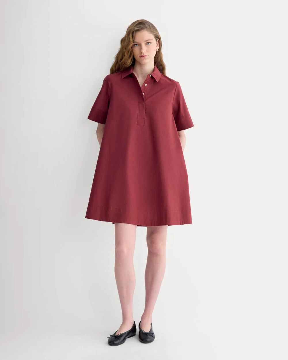 Popover Mini Shirtrdress in Ultrasoft Cotton | Pomegranate - Image 3
