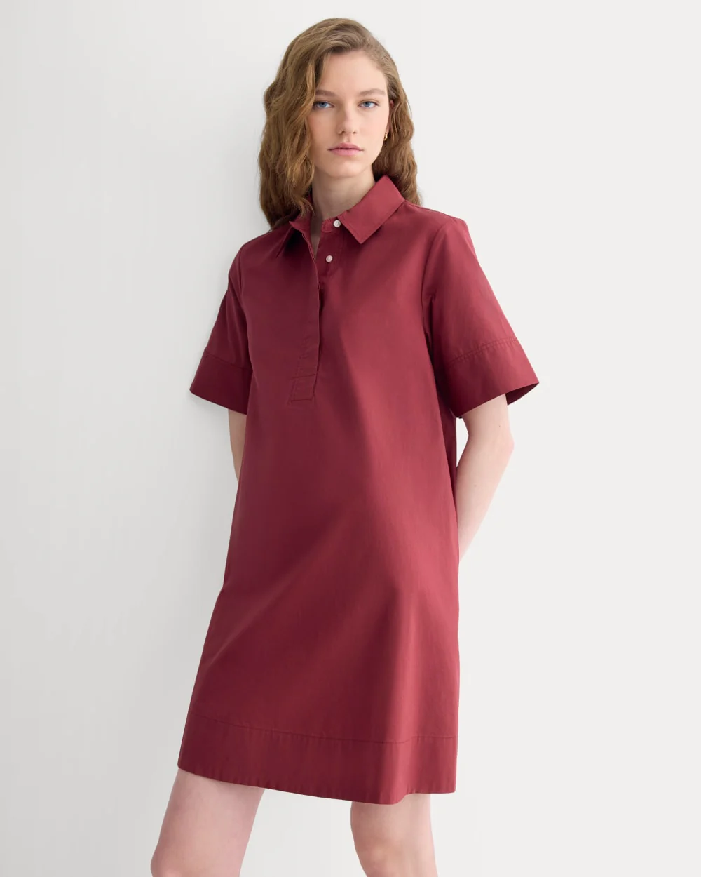 Popover Mini Shirtrdress in Ultrasoft Cotton | Pomegranate - Image 4