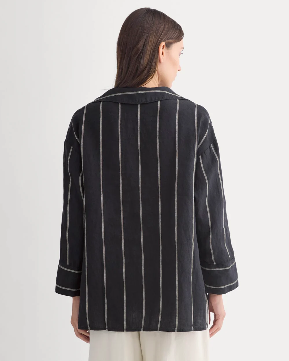 Popover Shirt in Linen | Black - Image 5