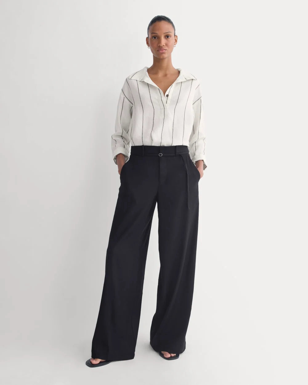 Popover Shirt in Linen | Gardenia/Meteorite - Image 3