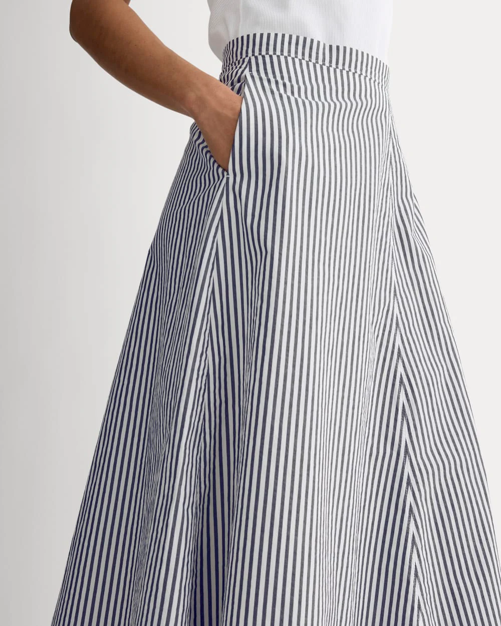 The Midi Skirt in Ultrasoft Cotton | Optic White / Black - Image 3