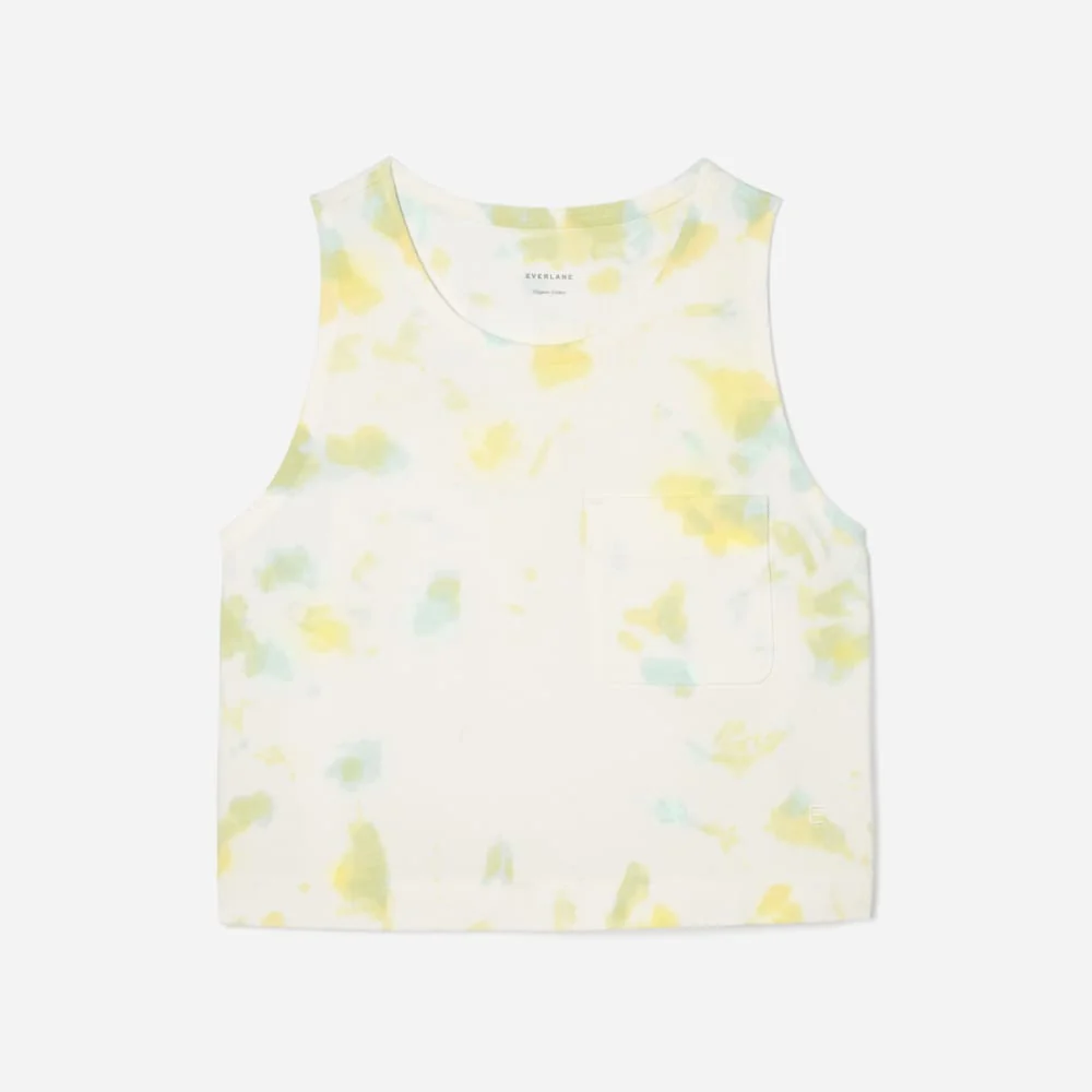 The Premium Weight Cropped Pocket Tank | Seafoam Tie Dye