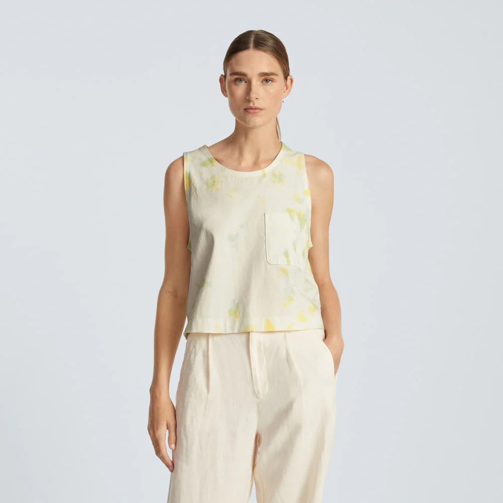 The Premium Weight Cropped Pocket Tank | Seafoam Tie Dye - Image 2