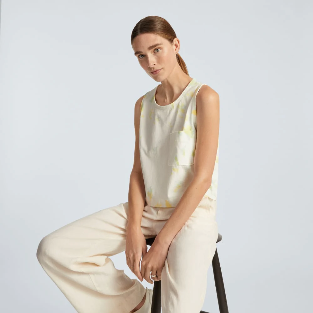 The Premium Weight Cropped Pocket Tank | Seafoam Tie Dye - Image 6