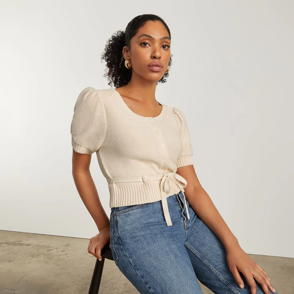 The Puff Sleeve Sweater Top | Parchment - Image 6