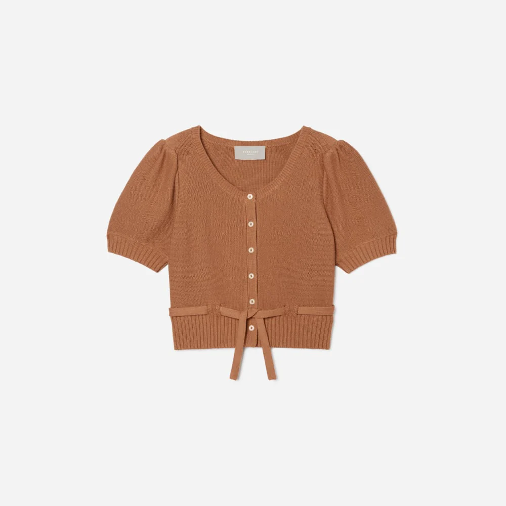 The Puff Sleeve Sweater Top | Tawny Brown