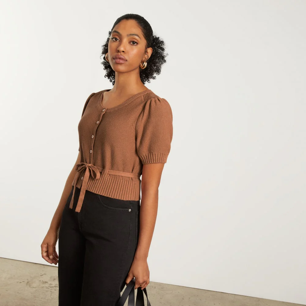 The Puff Sleeve Sweater Top | Tawny Brown - Image 6
