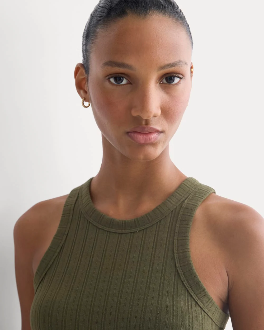 Racerback Tank in Pointelle | Olive Night - Image 5