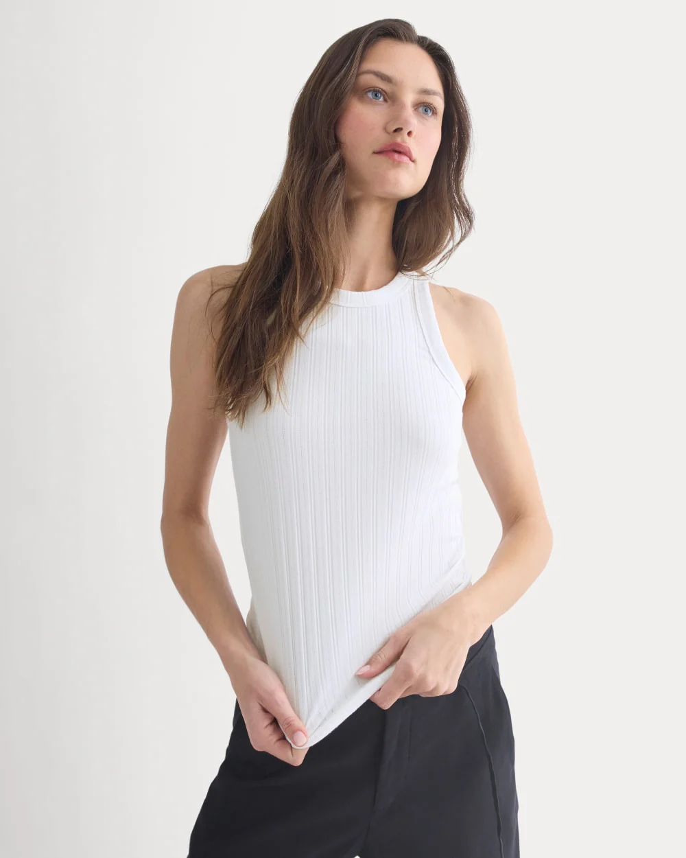 Racerback Tank in Pointelle | White - Image 4